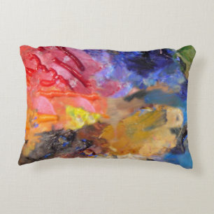 Painter's Palette Colourful Paint  Decorative Pillow