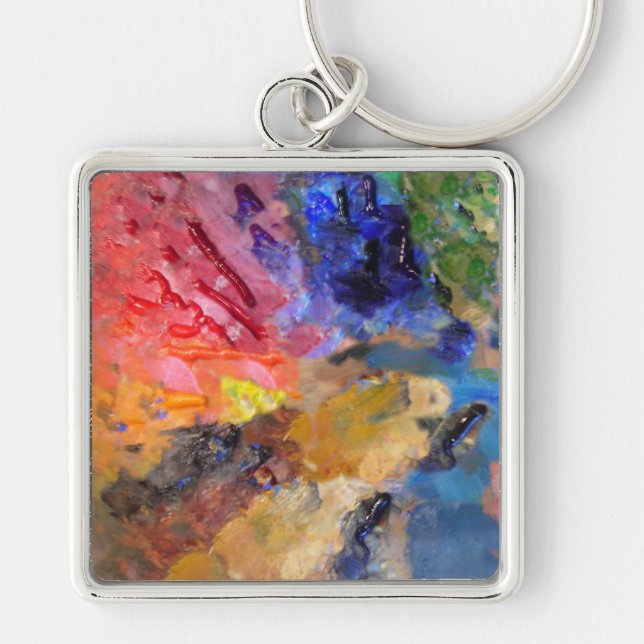 Painter's Palette of Colourful Paints Keychain (Front)