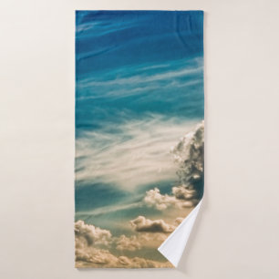Paintery sky. Beautiful dramatic sky with clouds a Bath Towel