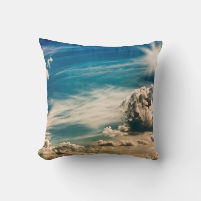 Paintery sky. Beautiful dramatic sky with clouds a Throw Pillow (Front)
