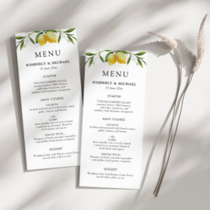 Paintes citrons verdure feuillage menu mariage