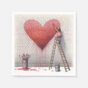 Painting a Heart Mural Napkin