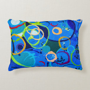 Painting abstract art oil and acrylic color on can accent pillow