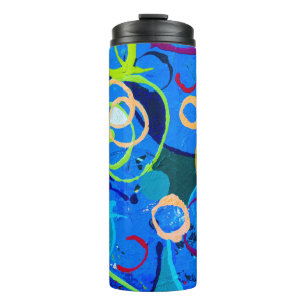 Painting abstract art oil and acrylic color on can thermal tumbler