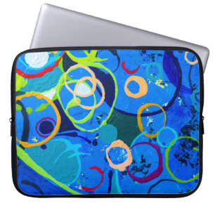 Painting abstract art oil and acrylic colour on ca laptop sleeve