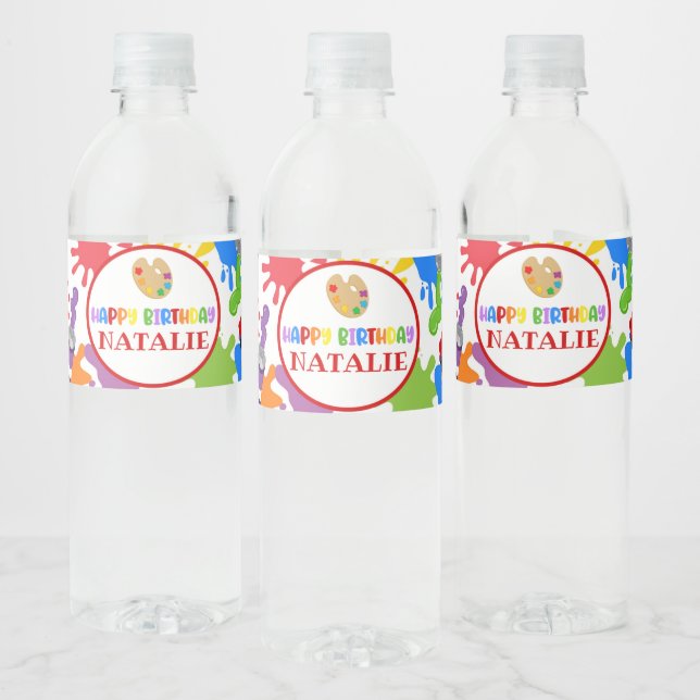 Painting Art Party Birthday Water Bottle Wrapper Water Bottle Label (Bottles)