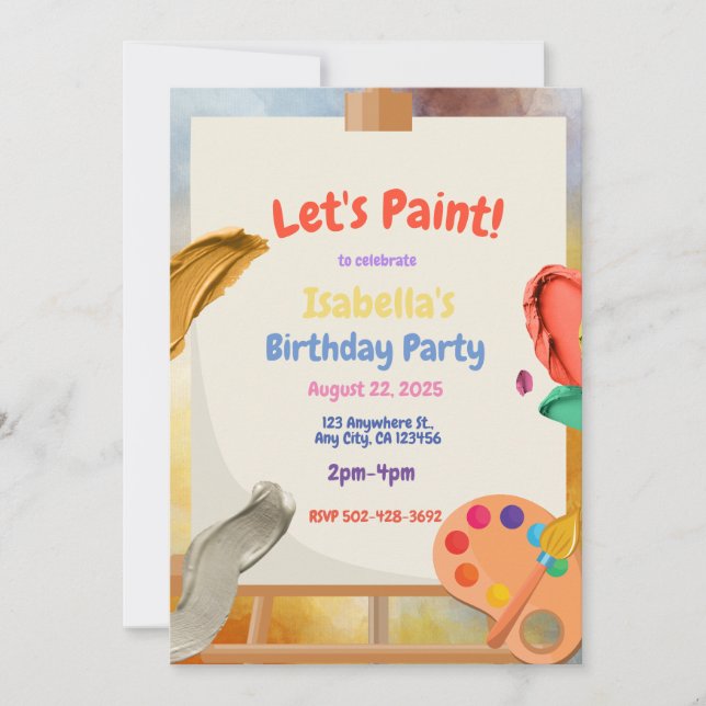 Painting Birthday Party Invitation (Front)