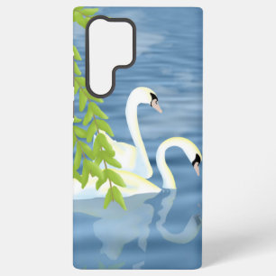 Painting Blue and Green pair of Swans on the lake Samsung Galaxy Case