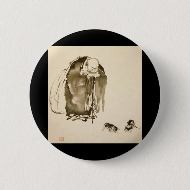 Painting by Miyamoto Musashi, c. 1600s 2 Inch Round Button (Front)