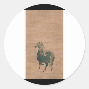 Painting by Miyamoto Musashi, circa 1600's Classic Round Sticker