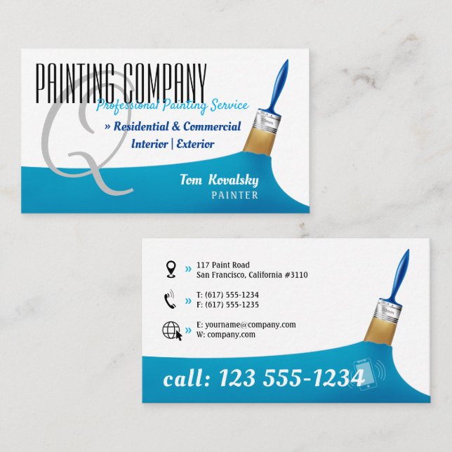 Painting Company | Professional Sky Blue Business Card (Front/Back)