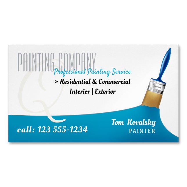 Painting Company | Professional Sky Blue Magnetic Business Card (Front)