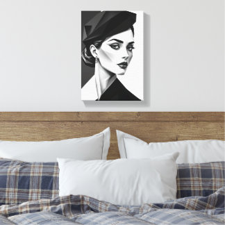 Painting Deco (Portrait of a Chic Woman) Canvas Print