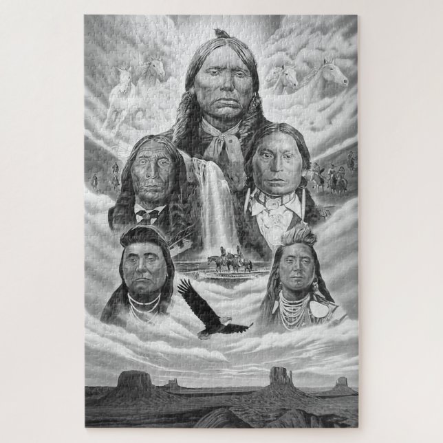 Painting Famous Indian Chiefs Native Americans Jigsaw Puzzle (Vertical)