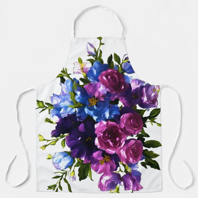Painting Floral Spray Any Colour Background Apron (Front)
