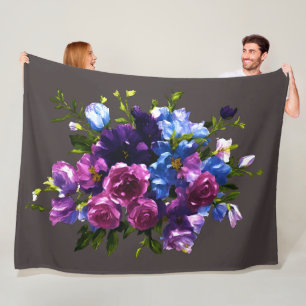 Painting Floral Spray Any Colour Background Fleece Blanket
