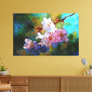 Painting Flowers on a Branch Gorgeous Canvas Print