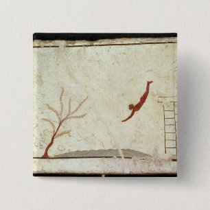 Painting from the Tomb of the Diver from the south 2 Inch Square Button
