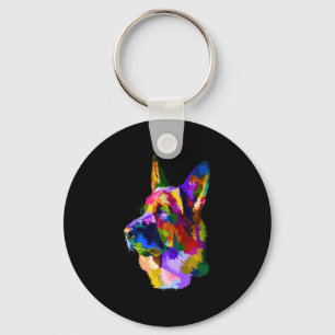 Painting German Shepherd Painting Art Pet Dog Mom Keychain