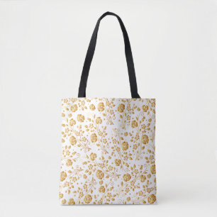 Painting Gold Floral Pattern Tote Bag