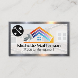 Painting House Logo Hand Tools Metallic Border Business Card