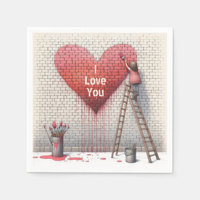 Painting I Love You Heart Mural Napkin (Front)