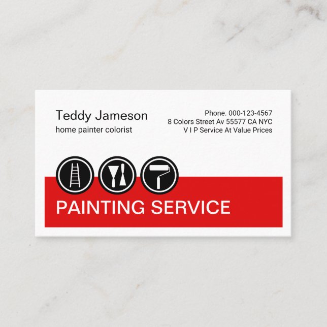 Painting Icons On Red Layer Painter Business Card (Front)
