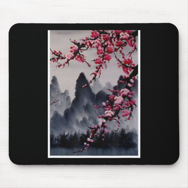 Painting | Japanese Art Cherry Blossom Mountain Mouse Pad (Front)