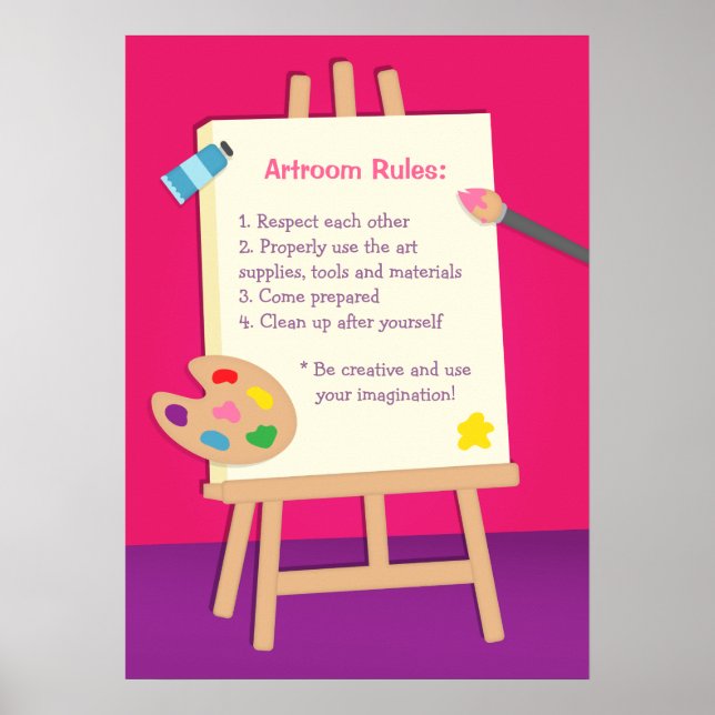 Painting Kids Art Room Class Rules Poster (Front)