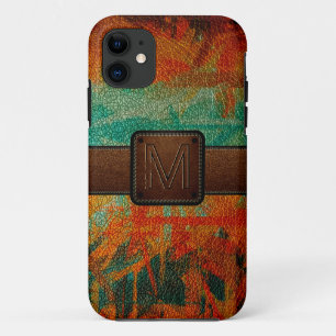 painting leather look brown tag iPhone 11 case