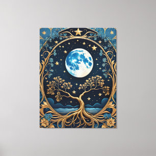 painting light blue magic tarot canvas print