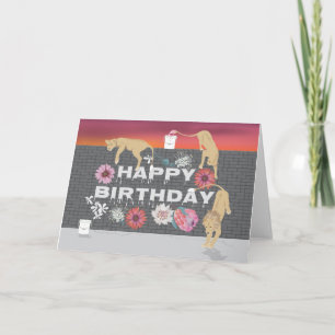 ‘Painting Lions’ Folded Greeting Card