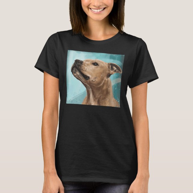Painting Of A Beautiful Brown Pit Bull Looking Int T-Shirt (Front)