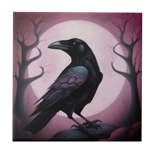 Painting of a black raven  tile (Front)