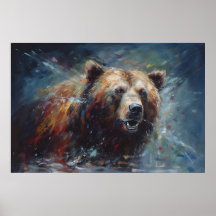 Painting of a Brown Bear in the Wild Portrait