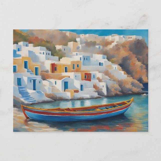 Painting of a Fishing Boat in the Aegean Sea Postcard (Front)