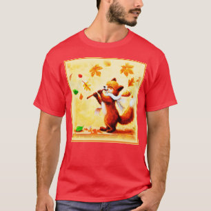 Painting Of a Happy Singing Red Fox. Buy Now T-Shirt
