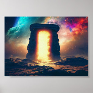 Painting of a Portal in Space Poster