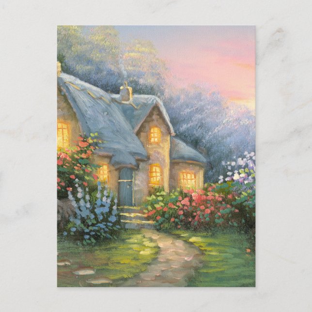Painting Of A Rustic Fantasy Cottage Postcard (Front)