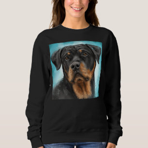 Painting Of An Adorable Rottweiler With A Curious Sweatshirt