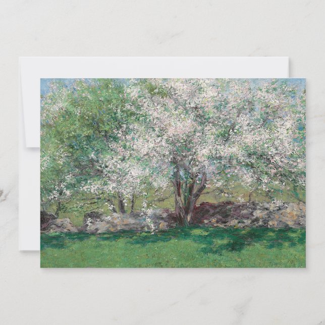 Painting of Apple Trees with White Blossoms Invitation (Back)