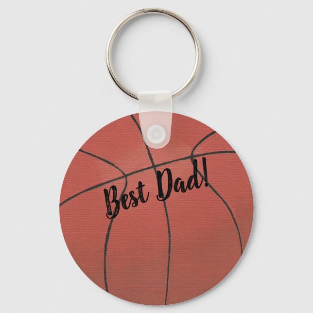 Painting of Basketball Best Dad Template Keychain (Front)