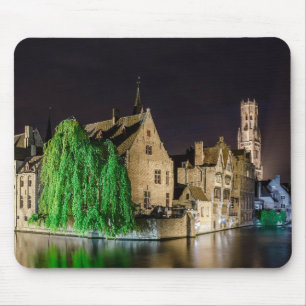 Painting of Bruges old town and Belfry tower Mouse Pad
