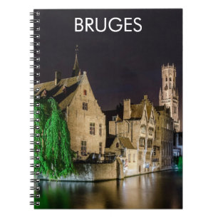 Painting of Bruges old town and Belfry tower Notebook