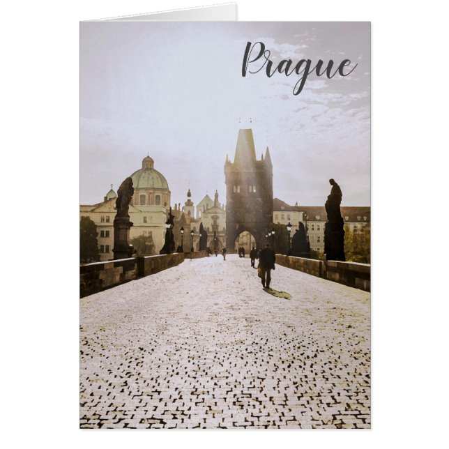Painting of Charles bridge in Prague on sunrise (Front)