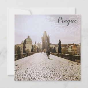 Painting of Charles bridge in Prague on sunrise