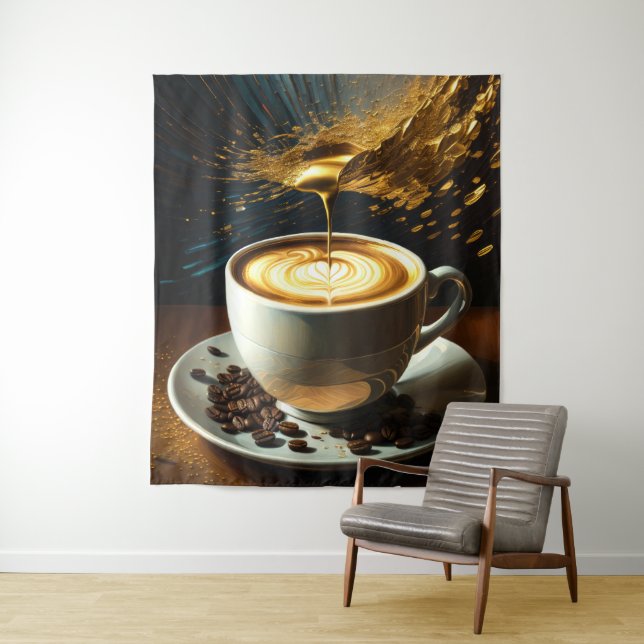 Painting of Coffee Cup Abstract Tapestry (In Situ)