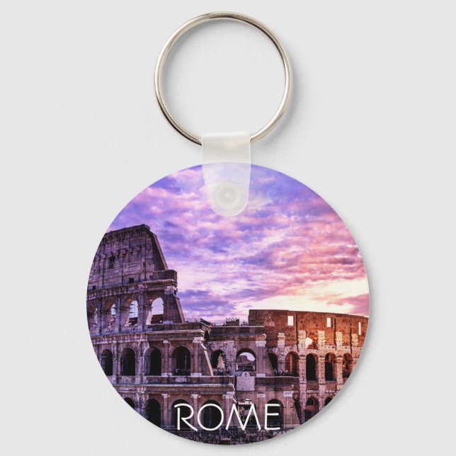 Painting of Colosseum in Rome at sunset Keychain (Front)