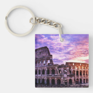 Painting of Colosseum in Rome at sunset Keychain