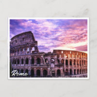 Painting of Colosseum in Rome at sunset